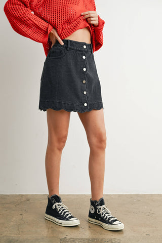 THE DAISY BUTTON-UP DENIM SKIRT-Bottoms-Moody on Main