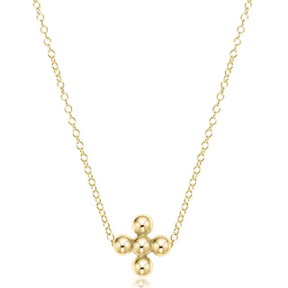 ENEWTON: 16" NECKLACE GOLD - CLASSIC BEADED SIGNATURE CROSS GOLD-3mm-Moody on Main