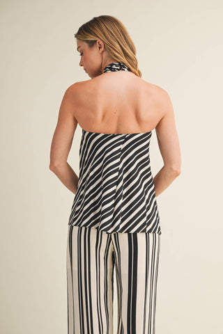 SIDE-EYE STRIPE HALTER-Tops-Moody on Main