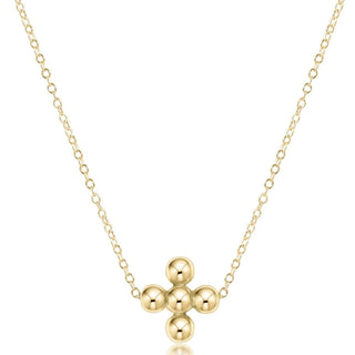 ENEWTON: 16" NECKLACE GOLD - CLASSIC BEADED SIGNATURE CROSS GOLD-4mm-Moody on Main