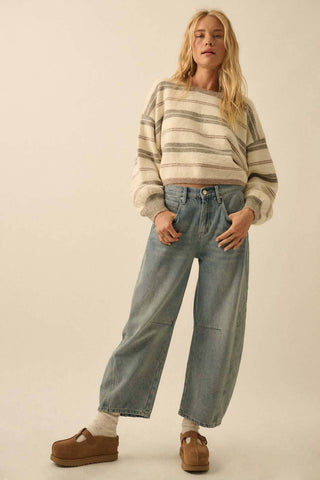 COZY CONTRAST STRIPE SWEATER-Tops-Moody on Main