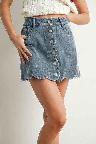 THE DAISY BUTTON-UP DENIM SKIRT-Bottoms-Moody on Main