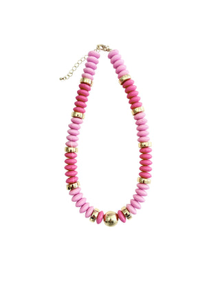 TOBIE BEADED DISC NECKLACE- PINK-Accessories-Moody on Main
