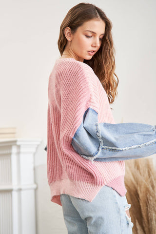 THE COTTON CANDY DENIM POP SWEATER-Tops-Moody on Main