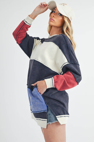 OTTAVIA COLOR BLOCK SWEATER-Tops-Moody on Main