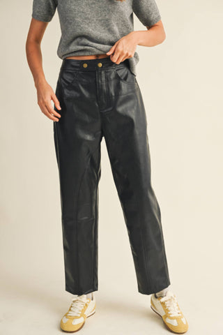 AFTER HOURS LOW-RISE LEATHER PANTS-Bottoms-Moody on Main
