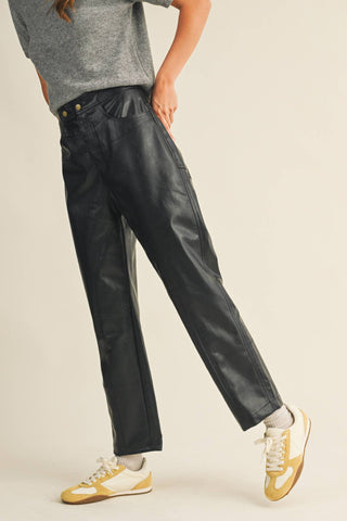 AFTER HOURS LOW-RISE LEATHER PANTS-Bottoms-Moody on Main