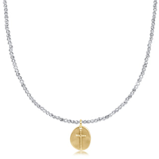 ENEWTON: CHOKER BRIGHT SILVER FACETED HEMATITE 2MM BEAD - INSPIRE SMALL GOLD CHARM-Accessories-Moody on Main