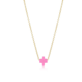 ENEWTON: 16" NECKLACE GOLD - SIGNATURE CROSS-Accessories-BRIGHT PINK-Moody on Main