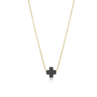 ENEWTON: 16" NECKLACE GOLD - SIGNATURE CROSS-Accessories-CHARCOAL-Moody on Main