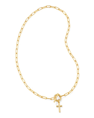 KENDRA SCOTT: CROSS LINK CHAIN AND CHAIN NECKLACE-Accessories-GOLD IVORY MOTHER OF PEARL-Moody on Main