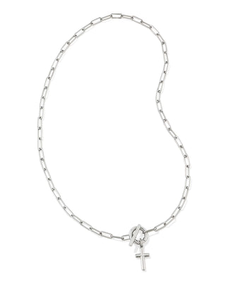 KENDRA SCOTT: CROSS LINK CHAIN AND CHAIN NECKLACE-Accessories-RHODIUM WHITE CRYSTAL-Moody on Main