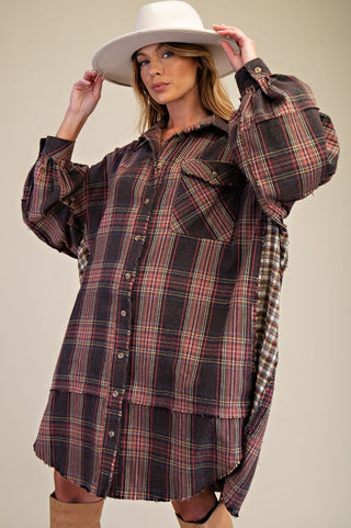 FALL FOR PLAID SHIRT DRESS-Dresses/ One Pieces-Moody on Main