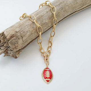 FOOTBALL NECKLACE ON ETCHED CHAIN-Accessories-Moody on Main