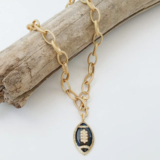 FOOTBALL NECKLACE ON ETCHED CHAIN-Accessories-Moody on Main