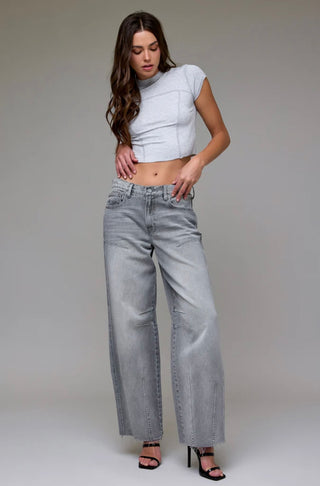 HIDDEN: ALYX GREY WASH CLASSIC DART DETAIL LOW SLUNG BAGGY JEAN-Bottoms-Moody on Main