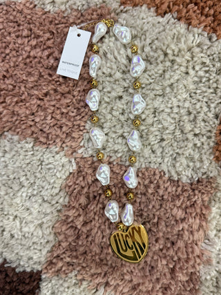 BELJOY: LUCKY CHARM ON PEARL CECIL NECKLACE