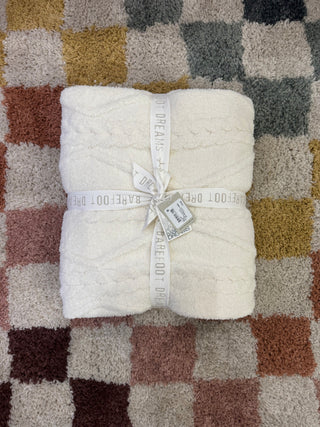 BAREFOOT DREAMS: FISHERMAN CABLE THROW- CREAM