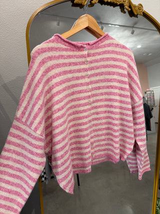 PRETTY IN PINK STRIPE CARDI