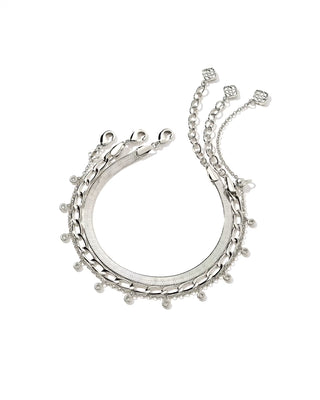 KENDRA SCOTT: KASSIE SET OF 3 CHAIN BRACELETS-Accessories-RHODIUM WHITE CRYSTAL-Moody on Main