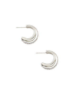 KENDRA SCOTT: LIVY HUGGIE EARRINGS IN WHITE CRYSTAL-Accessories-Moody on Main