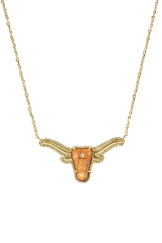 Kendra Scott: Longhorn Short Pendant Necklace-Orange Magnesite-7- Jewelry-Moody on Main