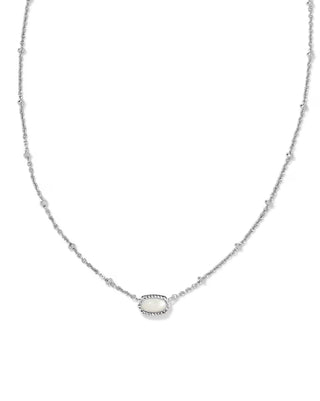 KENDRA SCOTT: MINI ELISA SILVER SATELLITE SHORT PENDANT NECKLACE-Accessories-RHODIUM WHITE CRYSTAL-Moody on Main
