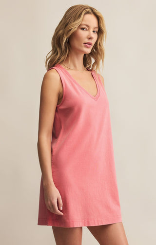 Z SUPPLY: Sloane V-Neck Mini Dress-Sunset Pink-6- Dress/Romp/Jump-Moody on Main