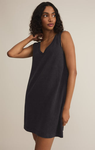 Z SUPPLY: Sloane V-Neck Mini Dress-Black-6- Dress/Romp/Jump-Moody on Main