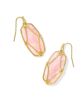 KENDRA SCOTT: Elle Lattice Frame Earrings- Gold Blush Ivory Mother Of Pearl-7- Jewelry-Moody on Main