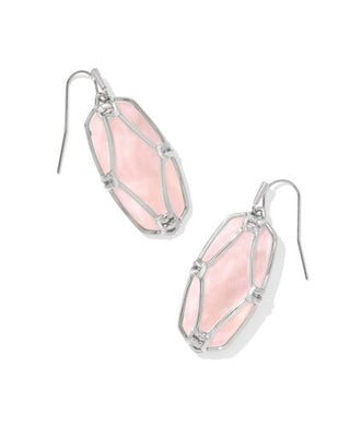 KENDRA SCOTT: Elle Lattice Frame Earrings-Silver Blush Ivory Mother Of Pearl-7- Jewelry-Moody on Main