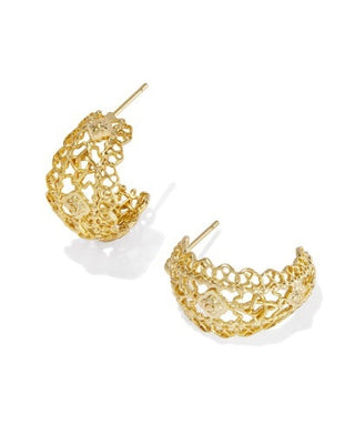 KENDRA SCOTT: Krista Lace Huggie Earrings-Gold-7- Jewelry-Moody on Main