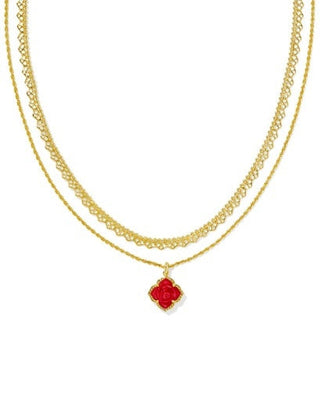 KENDRA SCOTT: Mallory Rose Multi Strand Necklace-Gold Red Mother Of Pearl-7- Jewelry-Moody on Main