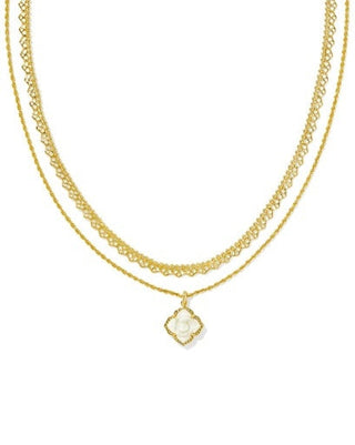 KENDRA SCOTT: Mallory Rose Multi Strand Necklace-Gold Ivory Mother of Pearl-7- Jewelry-Moody on Main
