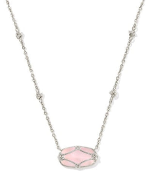 KENDRA SCOTT: Elisa Lattice Frame Necklace-Silver Blush Ivory Mother Of Pearl-7- Jewelry-Moody on Main