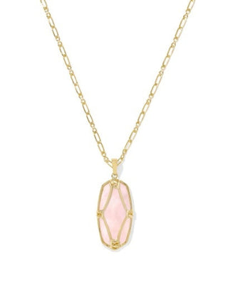 KENDRA SCOTT: Elle Lattice Frame Long Necklace-Gold Blush Ivory Mother Of Pearl-7- Jewelry-Moody on Main