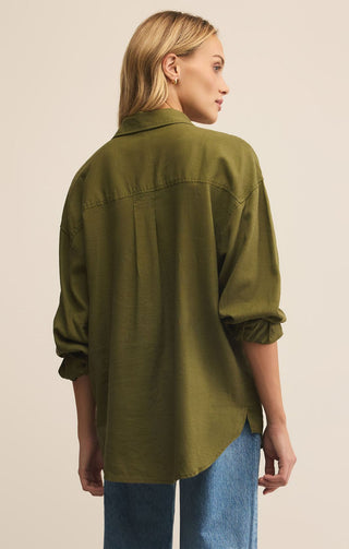 Z SUPPLY: Alfie Linen Button Up-Fern-1- Tops-Moody on Main