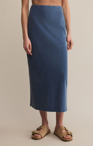 Z SUPPLY: Gail Midi Skirt-Jersey Denim-4- Bottoms-Moody on Main