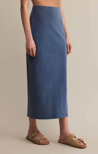 Z SUPPLY: Gail Midi Skirt-Jersey Denim-4- Bottoms-Moody on Main