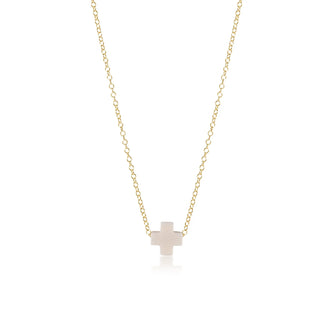 ENEWTON: 16" NECKLACE GOLD - SIGNATURE CROSS-Accessories-OFF WHITE-Moody on Main