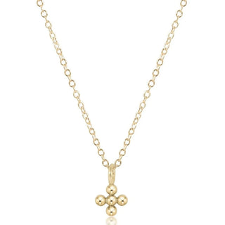 ENEWTON: 16" NECKLACE GOLD - CLASSIC BEADED SIGNATURE CROSS GOLD-SMALL-Moody on Main