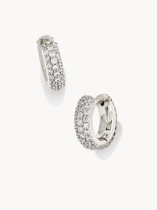 Kendra Scott: Mikki Pave Huggie-Accessories-Silver-Moody on Main