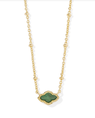 Kendra Scott: Mini Abbie Necklace-Gold-7- Jewelry-green-illusion-Moody on Main