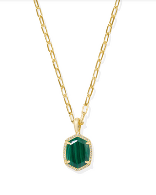 Kendra Scott: Daphne Pave Necklace-Gold-7- Jewelry-green-malachite-Moody on Main