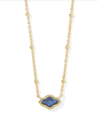 Kendra Scott: Mini Abbie Necklace-Gold-7- Jewelry-navy-abalone-Moody on Main