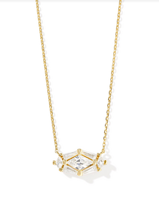 Kendra Scott: Lindy Rae Elisa Necklace-Gold-7- Jewelry-white-crystal-Moody on Main