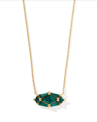 Kendra Scott: Lindy Rae Elisa Necklace-Gold-7- Jewelry-green-crystal-Moody on Main