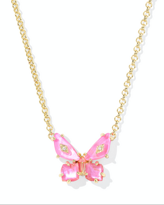 KENDRA SCOTT: Bianca Butterfly Pendant Necklace-Gold Pink Mix-7- Jewelry-Moody on Main
