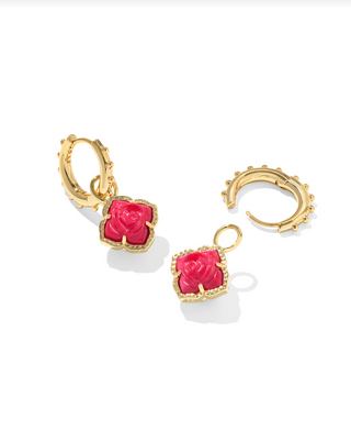 KENDRA SCOTT: Mallory Rose Huggie Earrings-Gold Red Mother of Pearl-7- Jewelry-Moody on Main