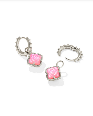 KENDRA SCOTT: Mallory Rose Huggie Earrings- Silver Blush Ivory Mother Of Pearl-7- Jewelry-Moody on Main